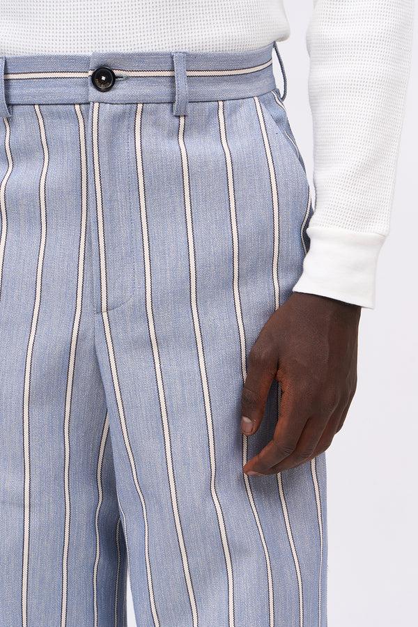 Paul & Joe Pantalon Coupe Loose En Toile Denim Rayé