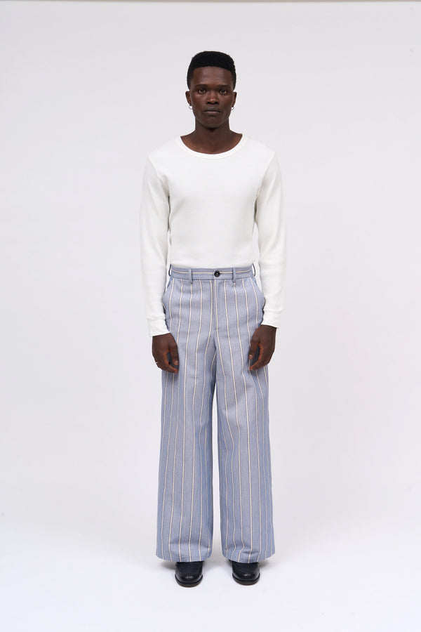 paul & joe Pantalon coupe loose en toile denim rayé