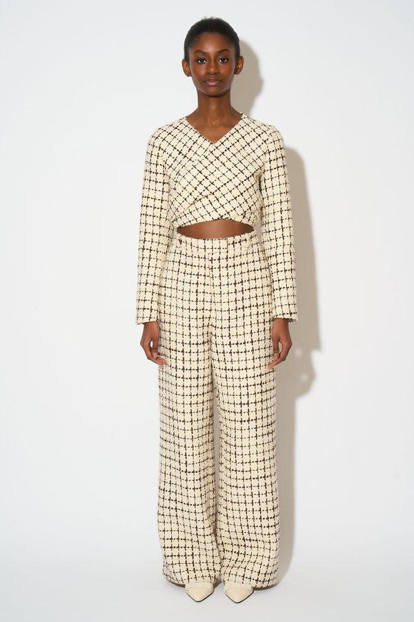 paul & joe Pantalon droit en tweed à carreaux