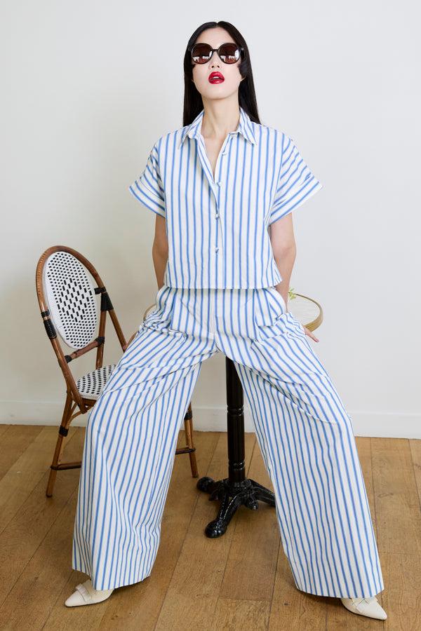 paul & joe Pantalon en popeline de coton rayée