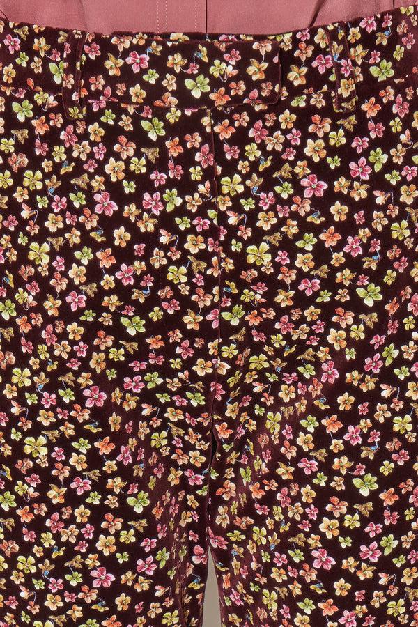 Paul & Joe Pantalon En Velours Lisse Imprimé Floral