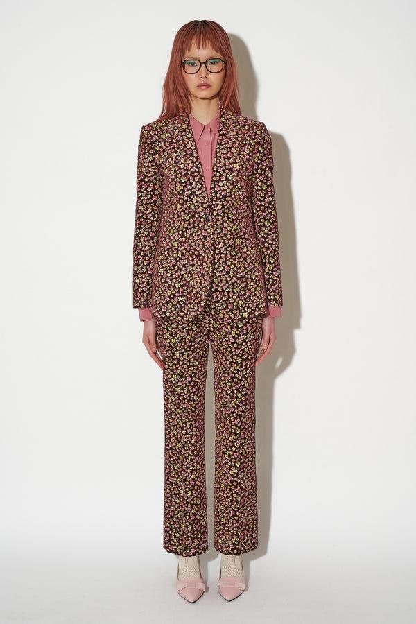 paul & joe Pantalon en velours lisse imprimé floral