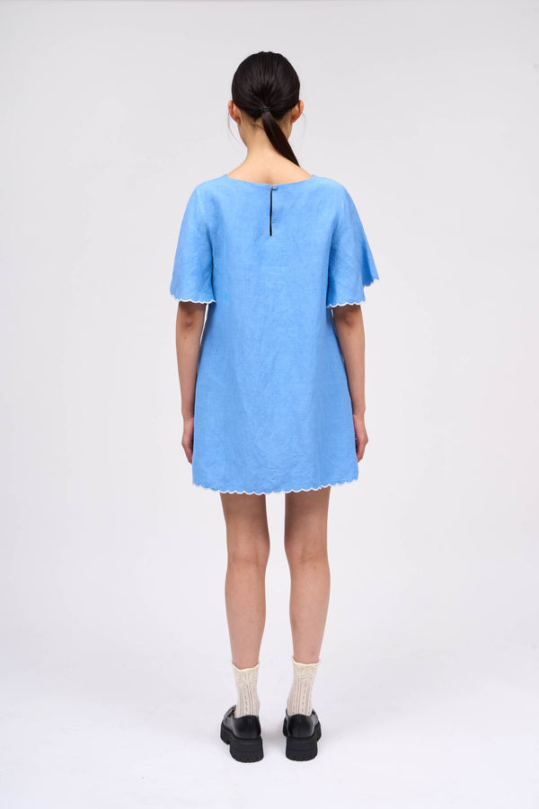 Paul & Joe Robe Courte Forme Tee Shirt En Lin Brodé