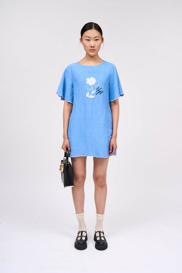 paul & joe Robe courte forme tee shirt en lin brodé