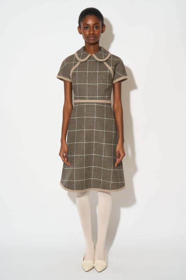 paul & joe Robe trapèze en laine vierge à carreaux