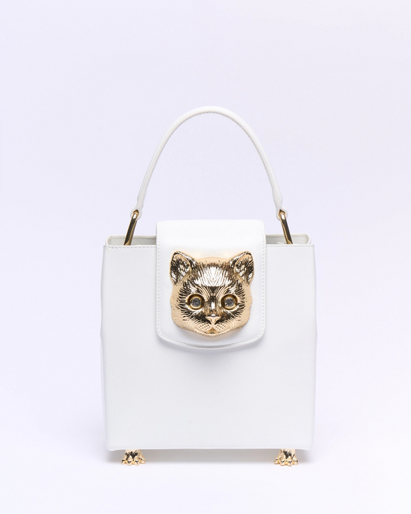 Paul & Joe Sac Charlotte En Cuir Tête De Chat - Blanc