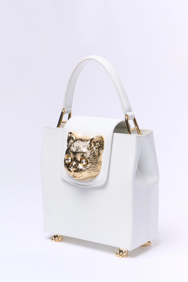 Paul & Joe Sac Charlotte En Cuir Tête De Chat - Blanc