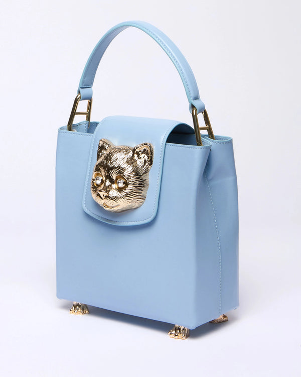 Paul & Joe Sac Charlotte En Cuir Tête De Chat - Bleu