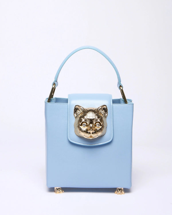 paul & joe Sac Charlotte en cuir tête de chat - Bleu