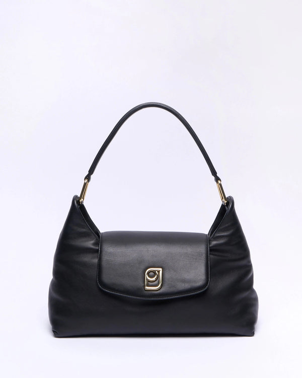 paul & joe Sac porté épaule en cuir d'agneau - Noir