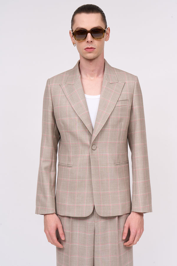 paul & joe Veste à carreaux en laine et soie