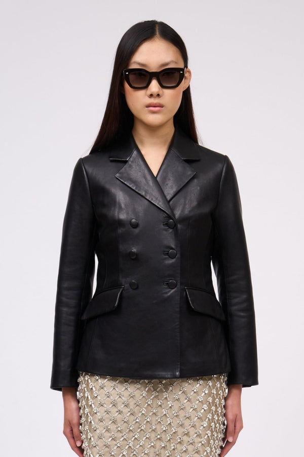 paul & joe Veste cintrée en cuir d'agneau plongé