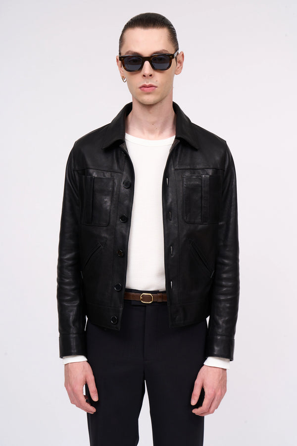 paul & joe Veste en cuir manches longues