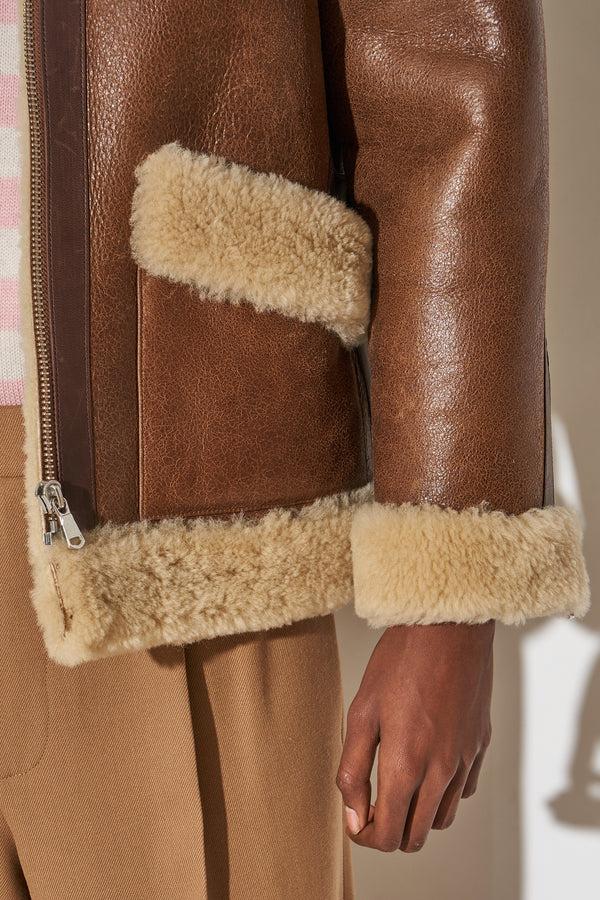 Paul & Joe Peau Lainée Unisexe En Cuir D'agneau Style Bombardier