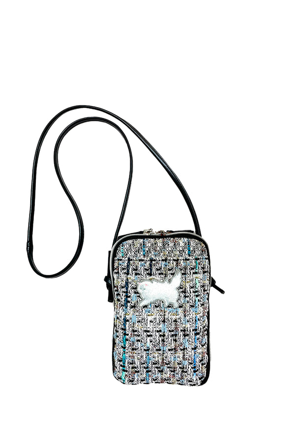 paul & joe Pochette bandoulière en tweed pour téléphone