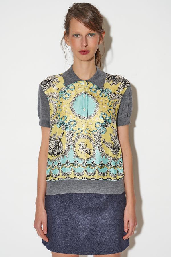 paul & joe Polo en soie imprimée et laine mérinos esprit foulard paul & joe Polo en soie imprimée et laine mérinos esprit foulard