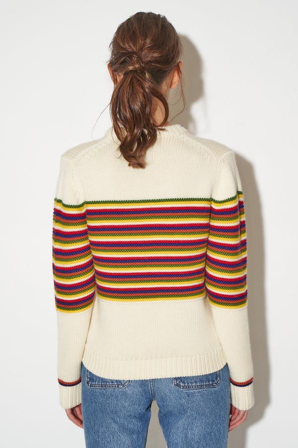 Paul & Joe Pull Manches Longues à Rayures 3D En Laine Mérinos Jacquard