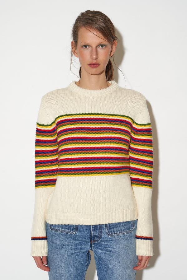 paul & joe Pull manches longues à rayures 3D en laine mérinos jacquard