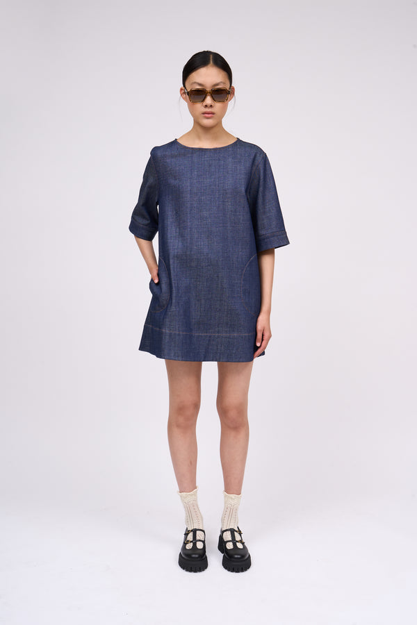 paul & joe Robe courte forme tee shirt ample en denim