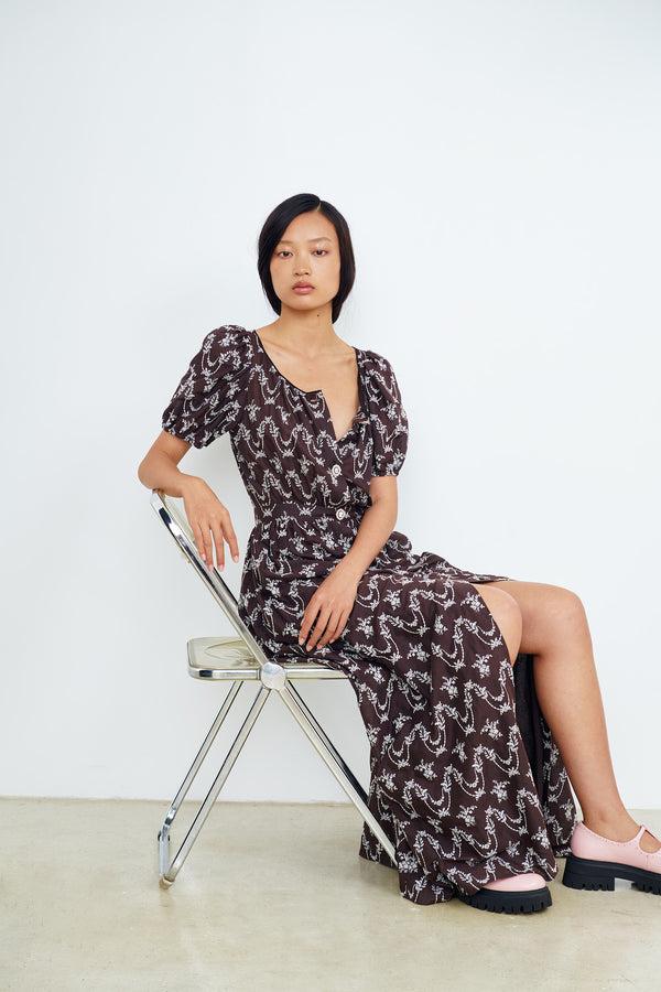 paul & joe Robe longue chemisier en mousseline de coton brodée