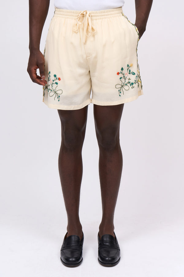 Paul & Joe Short Court En Crêpe De Chine De Coton Brodé à La Main