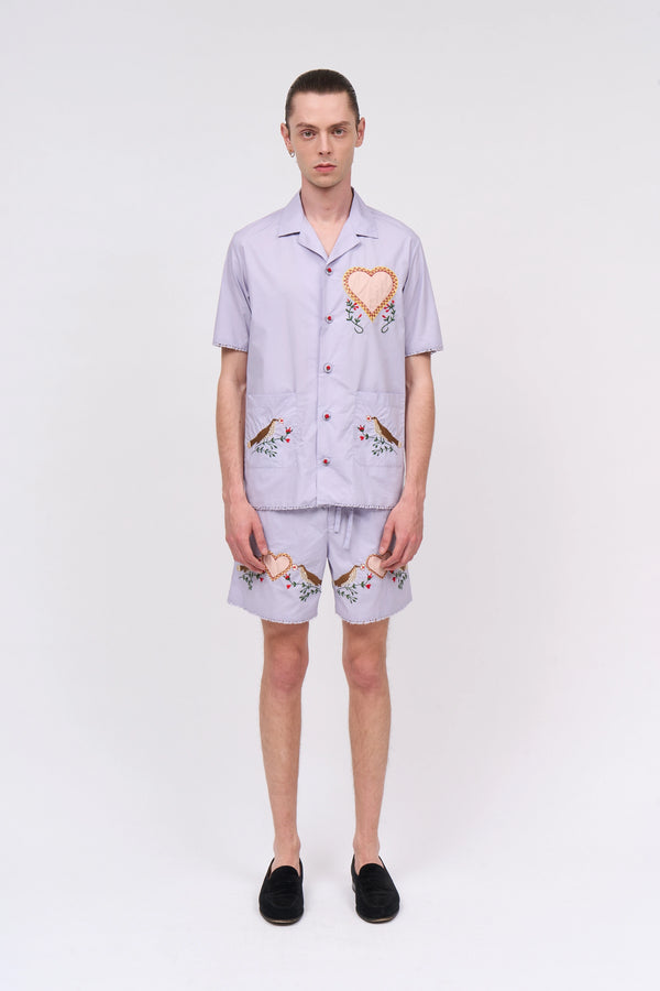 paul & joe Short court en popeline de coton brodé à la main