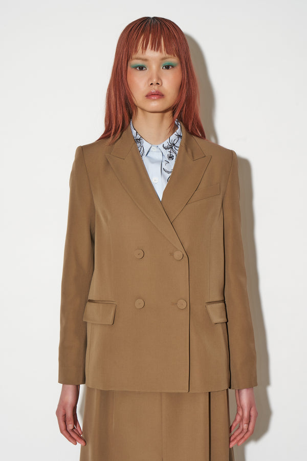 paul & joe Veste à la coupe droite double boutonnage en grain de poudre de laine