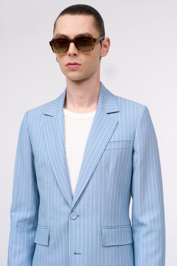 paul & joe Veste à rayures en laine mélangée à simple croisure