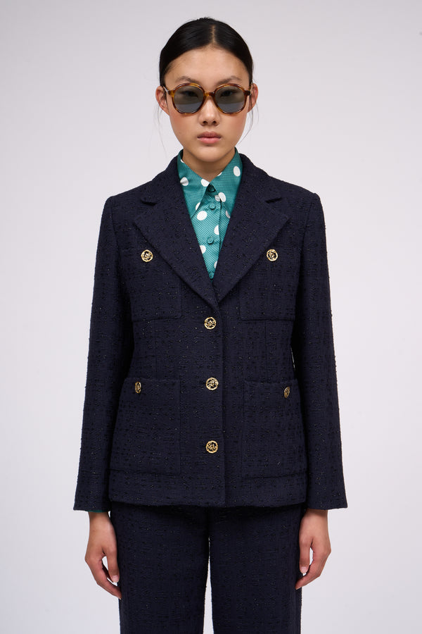 paul & joe Veste cintrée à simple croisure en tweed lurex