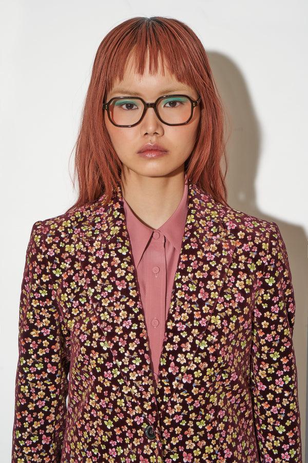 Paul & Joe Veste Cintrée En Velours Lisse Imprimé Floral