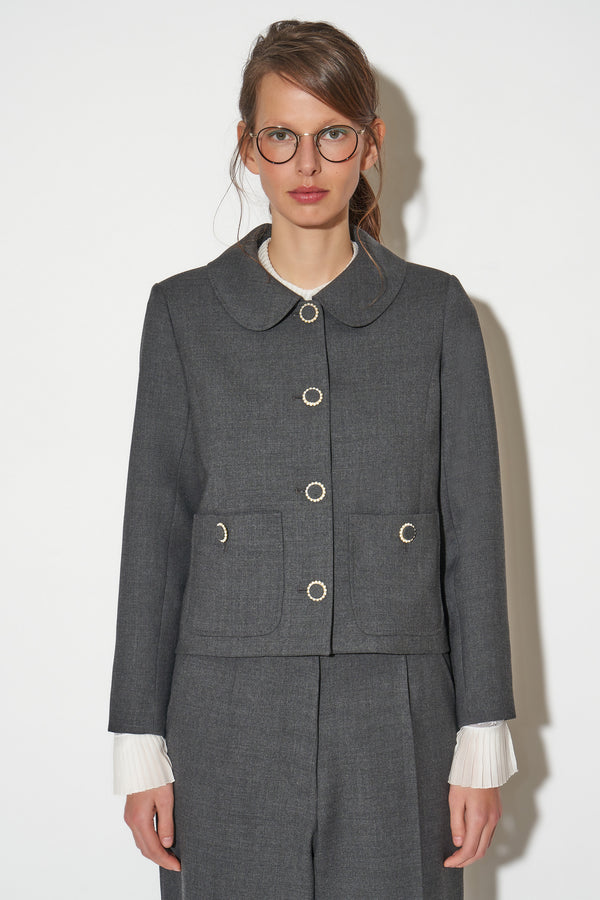 paul & joe Veste courte col rond en laine et boutons bijoux