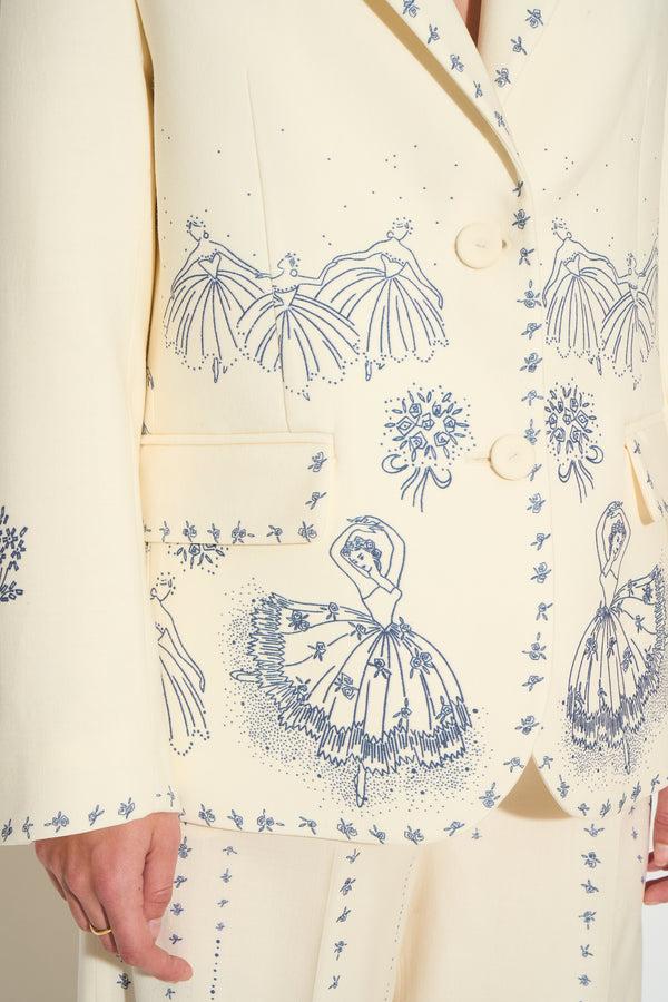 Paul & Joe Veste Tailleur En Laine Vierge à Imprimé Exclusif