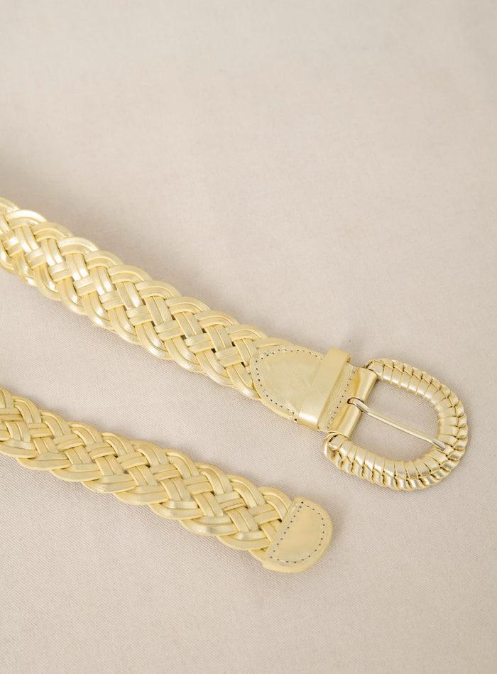 petite mendigote Adele - Ceinture dorée et tressée en cuir