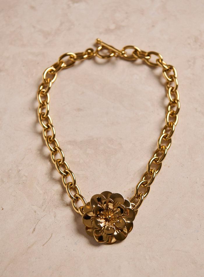 Petite Mendigote Albane - Collier Fleurs En Laiton Plaqué Or