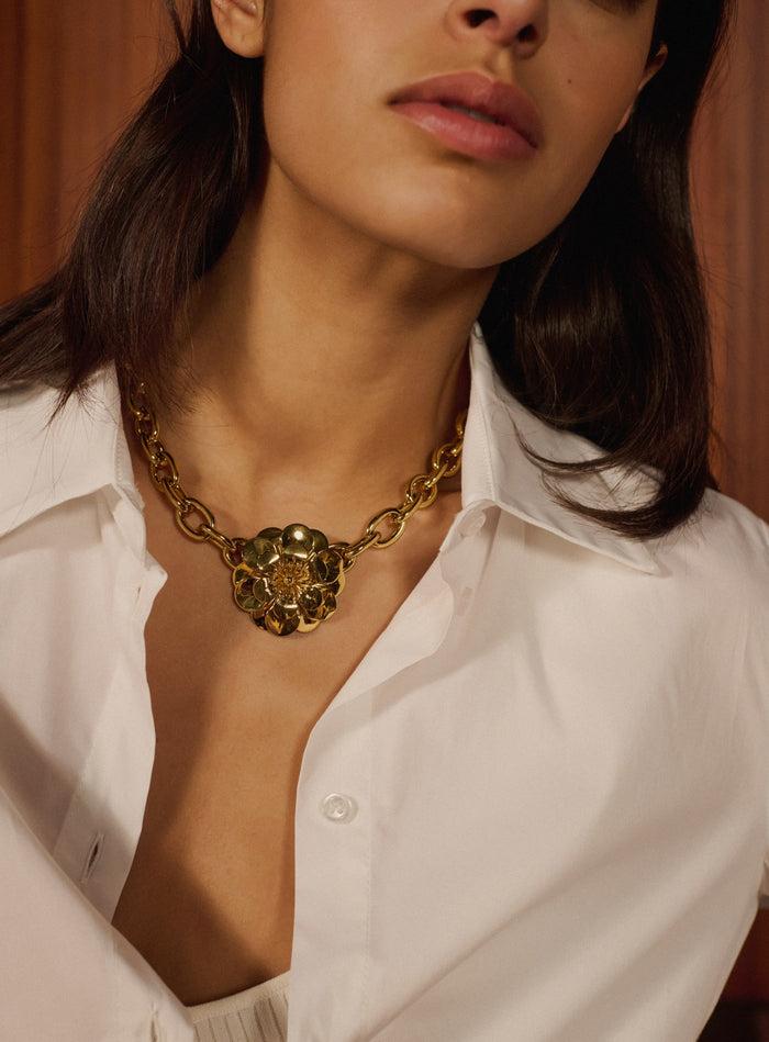 Petite Mendigote Albane - Collier Fleurs En Laiton Plaqué Or