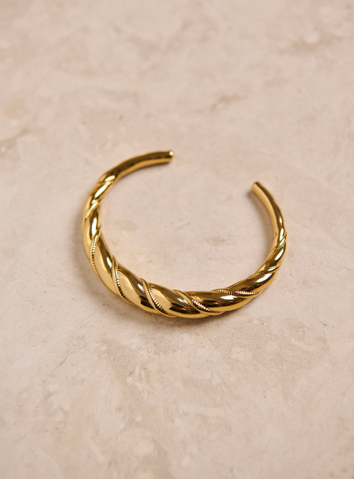 Petite Mendigote Amelie - Bracelet Jonc Torsadé En Laiton Plaqué Or