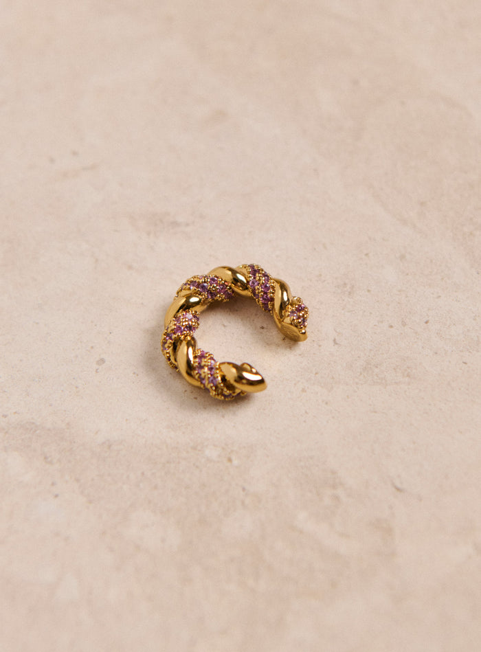 petite mendigote Ariane - Earcuff torsaté en laiton plaqué or