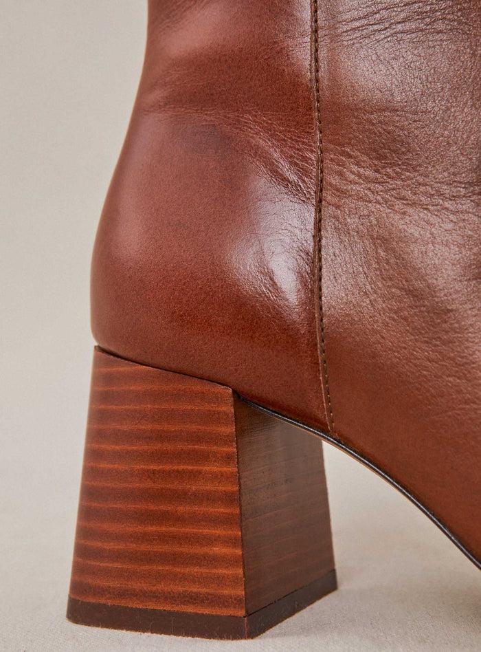 Petite Mendigote Cally - Bottines à Talons Camel En Cuir