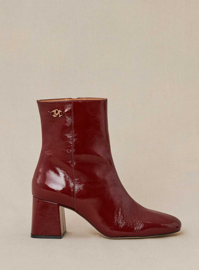 petite mendigote Cally - Bottines à talons rouge en cuir