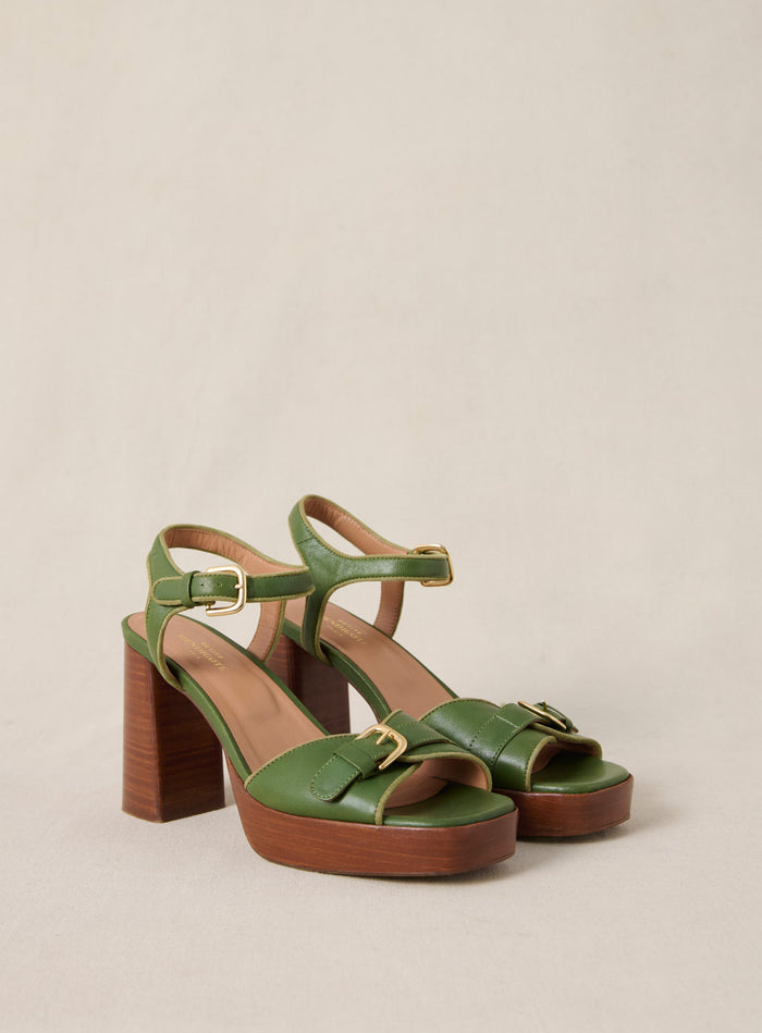 Petite Mendigote Celeste - Sandales à Talons En Cuir Vert