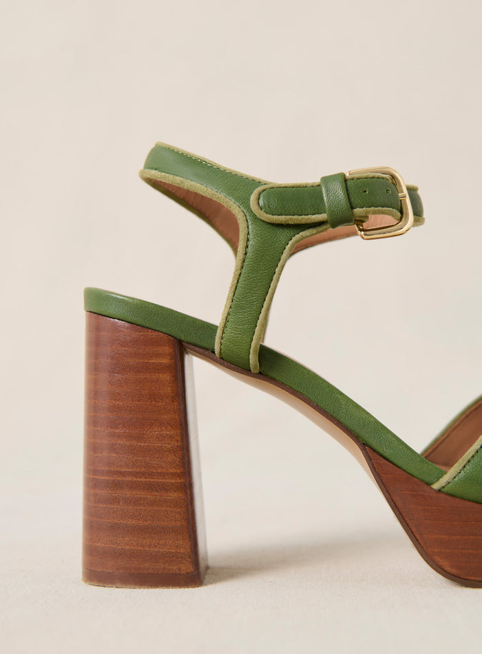 Petite Mendigote Celeste - Sandales à Talons En Cuir Vert