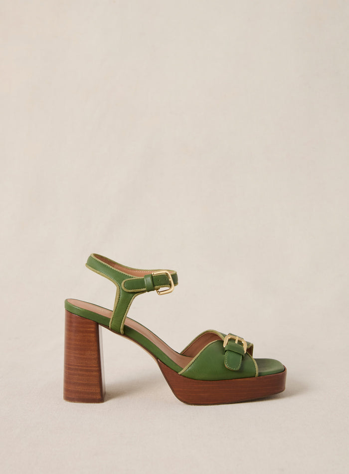 petite mendigote Celeste - Sandales à talons en cuir vert