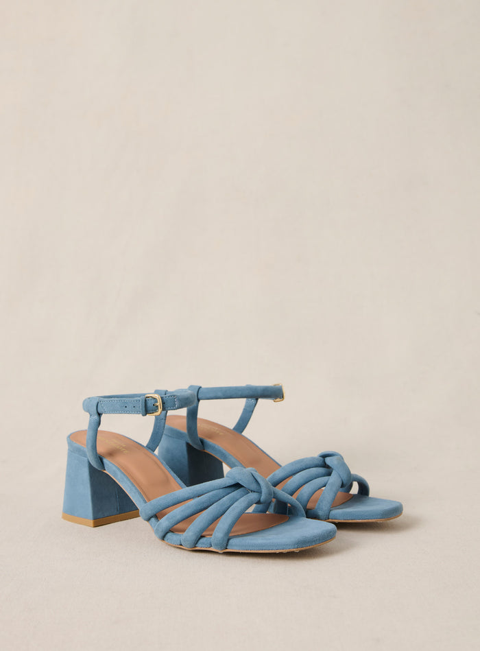 Petite Mendigote Cesar - Sandales à Talons En Cuir Suédé Bleu