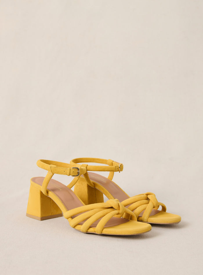 Petite Mendigote Cesar - Sandales à Talons En Cuir Suédé Jaune