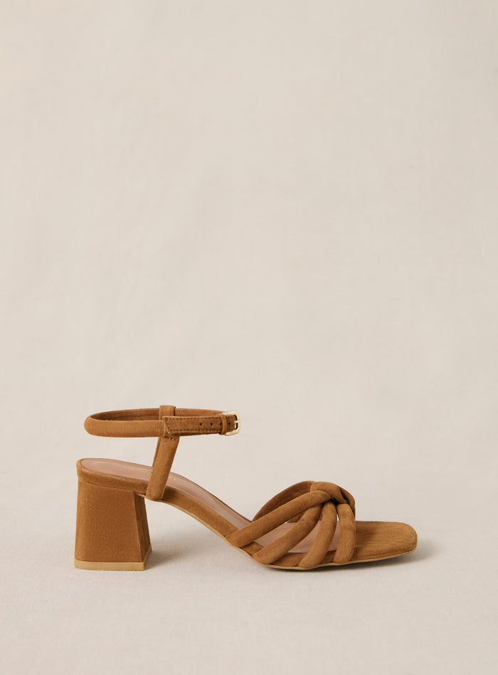 petite mendigote Cesar - Sandales à talons en cuir suédé marron