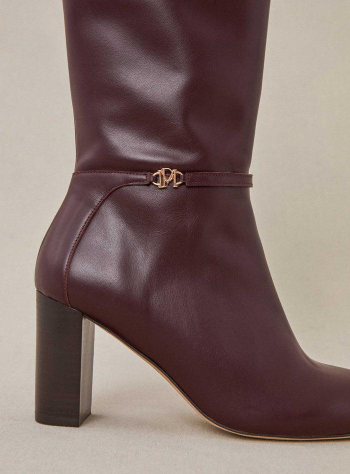 Petite Mendigote Ciano - Bottes à Talons Bordeaux En Cuir