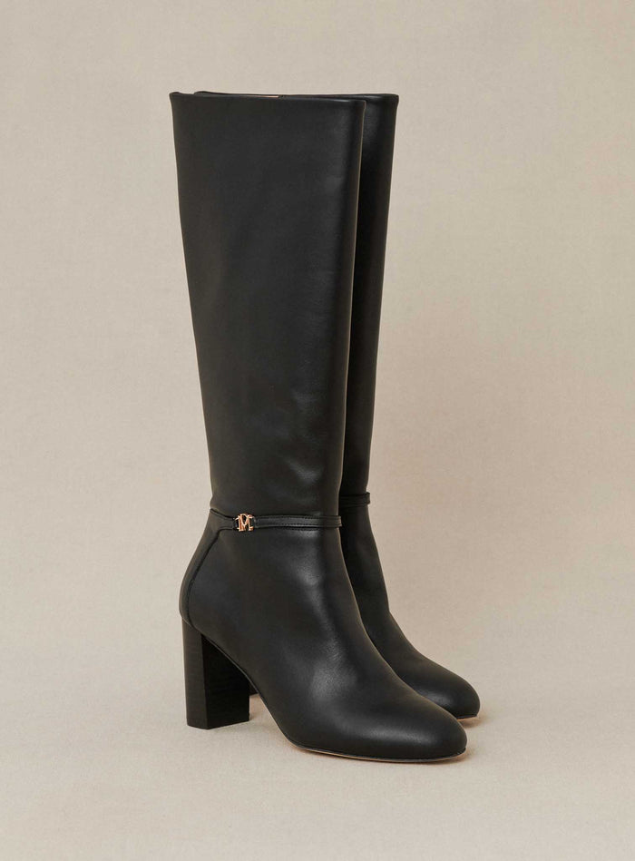 Petite Mendigote Ciano - Bottes à Talons Noires En Cuir
