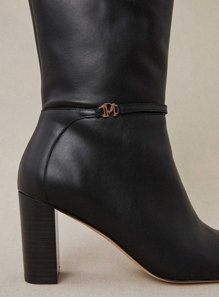 Petite Mendigote Ciano - Bottes à Talons Noires En Cuir
