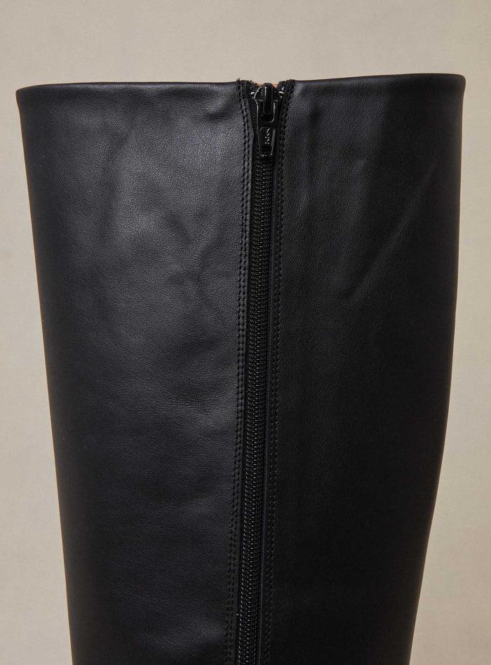 Petite Mendigote Ciano - Bottes à Talons Noires En Cuir