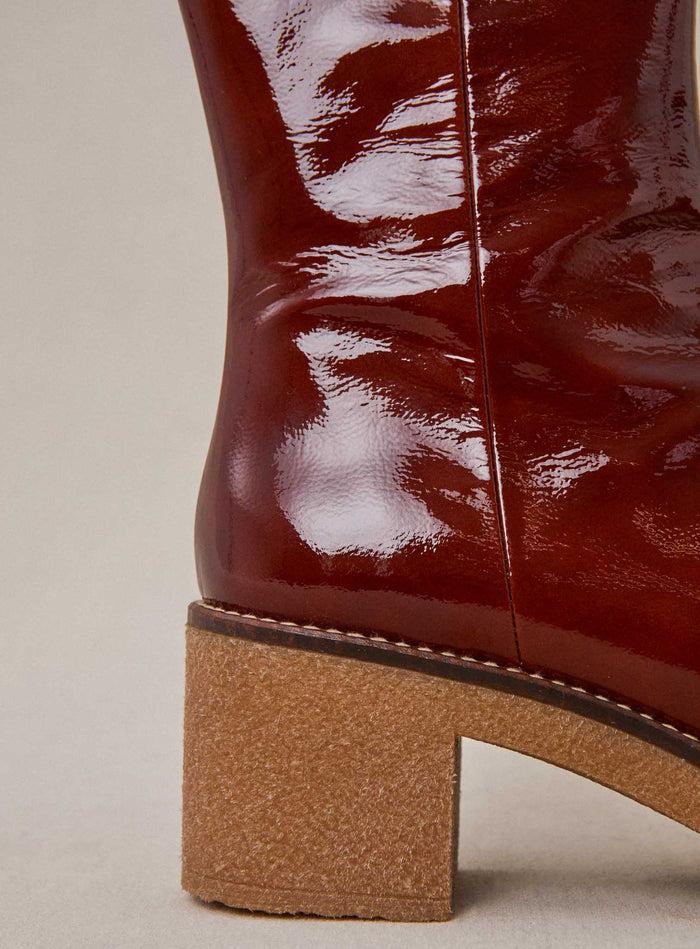 Petite Mendigote Clara - Bottines à Talons Cognac En Cuir